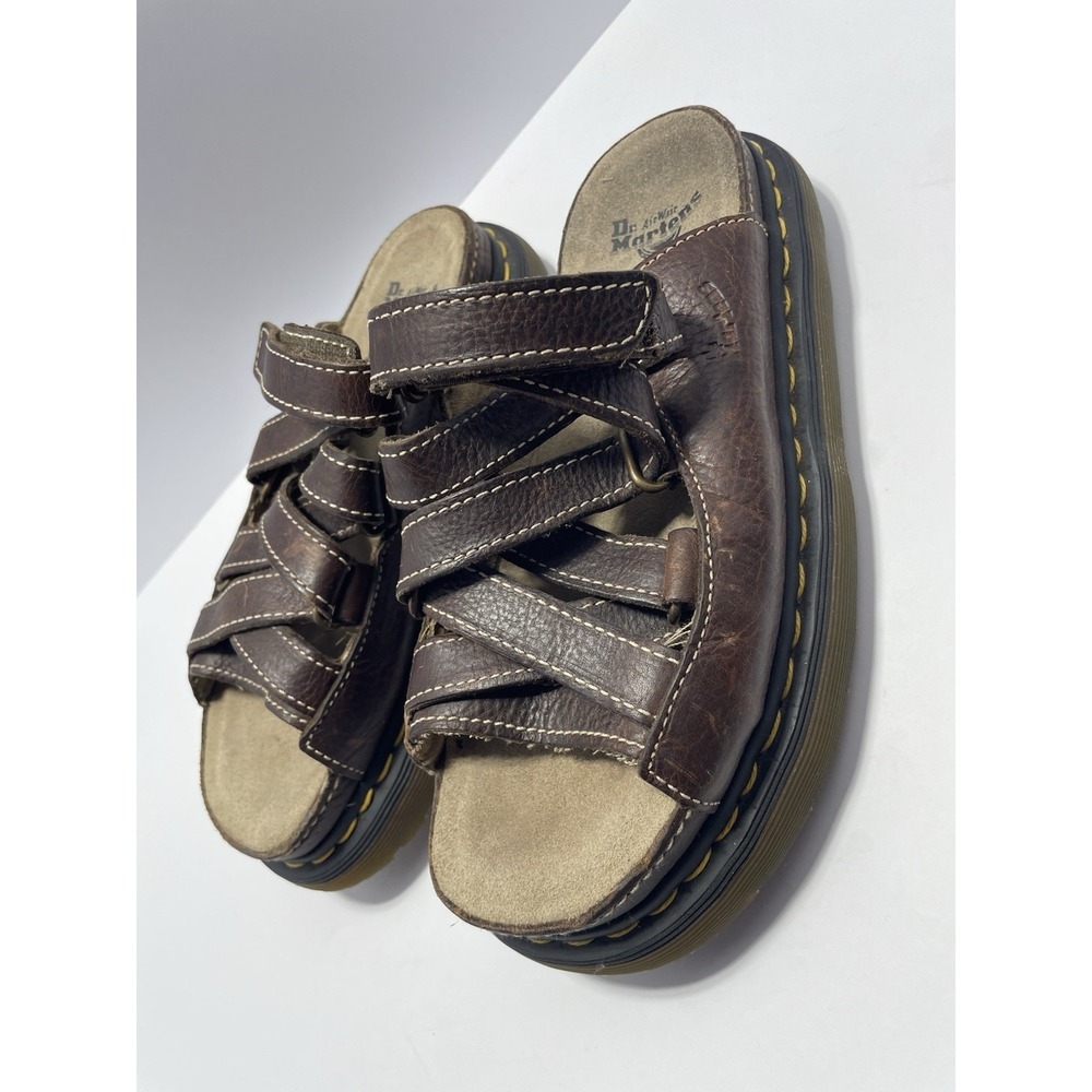Vtg Docs Dr Martens Sandals Women 8 Y2K 90s Leather slip Chunky Slide